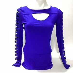 Jane Norman London Peekaboo Chest Eyelet Long Sleeve Blouse XS